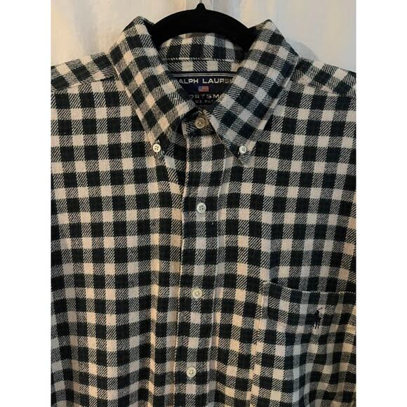 VTG Ralph Lauren Sportsman Shirt Green Cream Black Check Button Down L - Picture 3 of 6